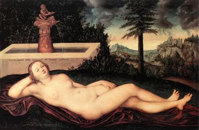 Lucas Cranach Txwj Laus. Nymph txog caij nplooj ntoos hlav