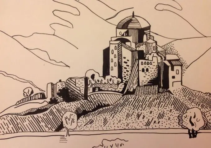 Paisaje hecho por mi con pluma y tinta